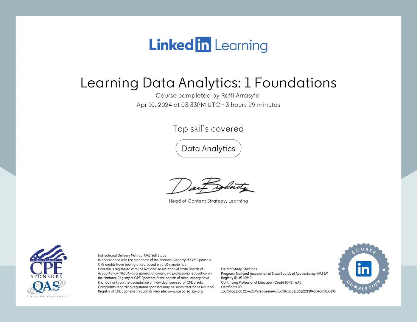 Data Analytics Foundations Certificate